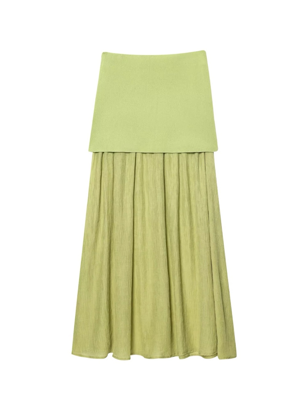 Zara Green Sheer Layered A-Line Midi Skirt Size S